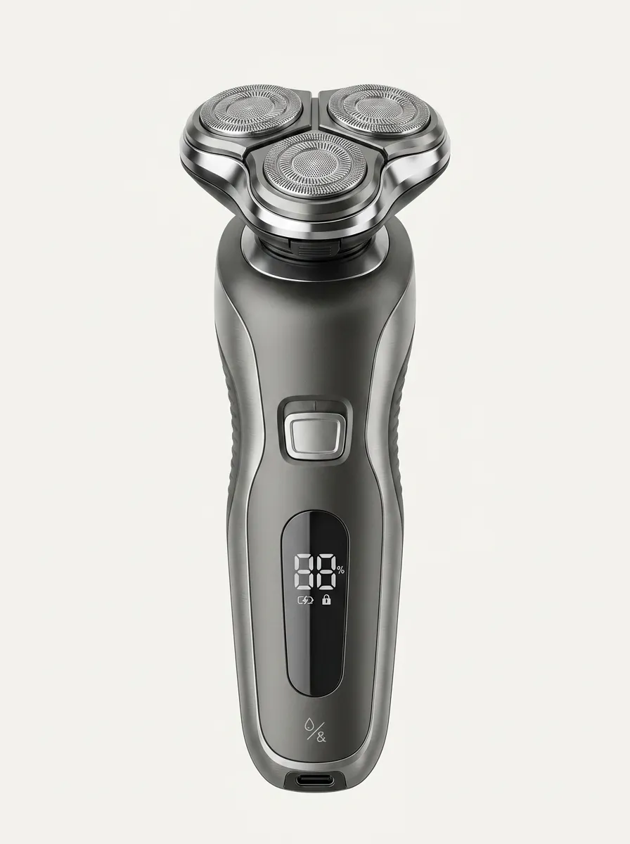 Rotary Triple-Head LED Display Electric Shaver for Regular Grooming