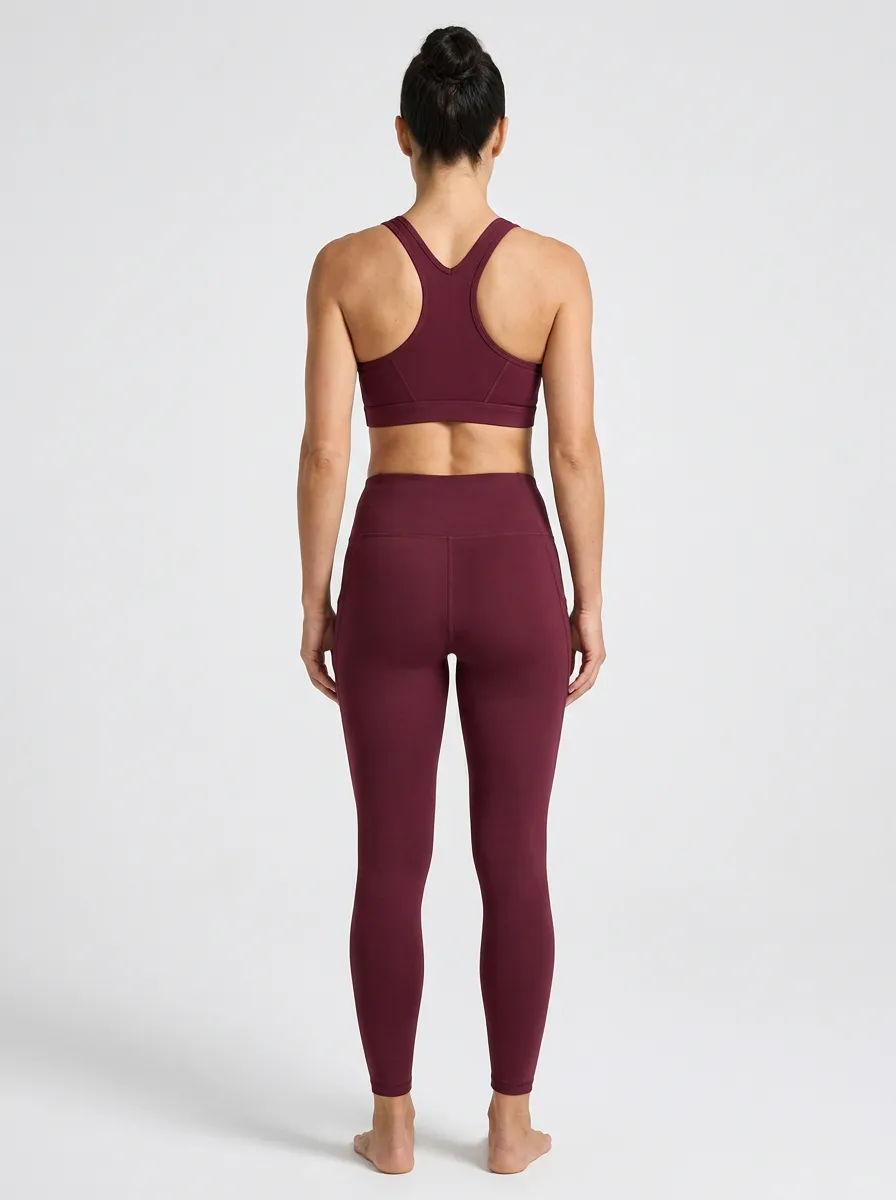 Racerback Ribbed Texture Wide Under-Bust Band Under-Bust Band Women's Sports Bra