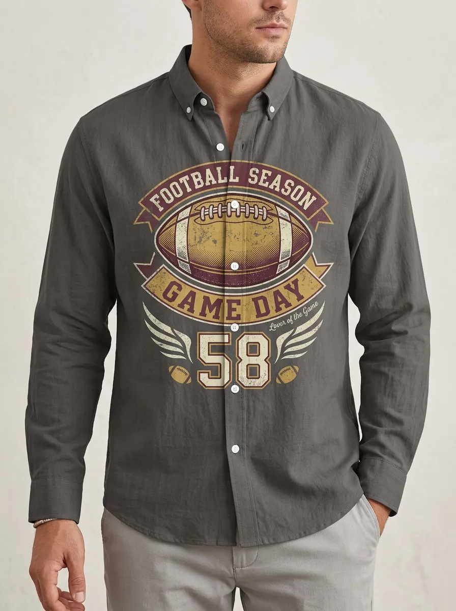 Men's American Football Game Day Vintage Printed Shirt