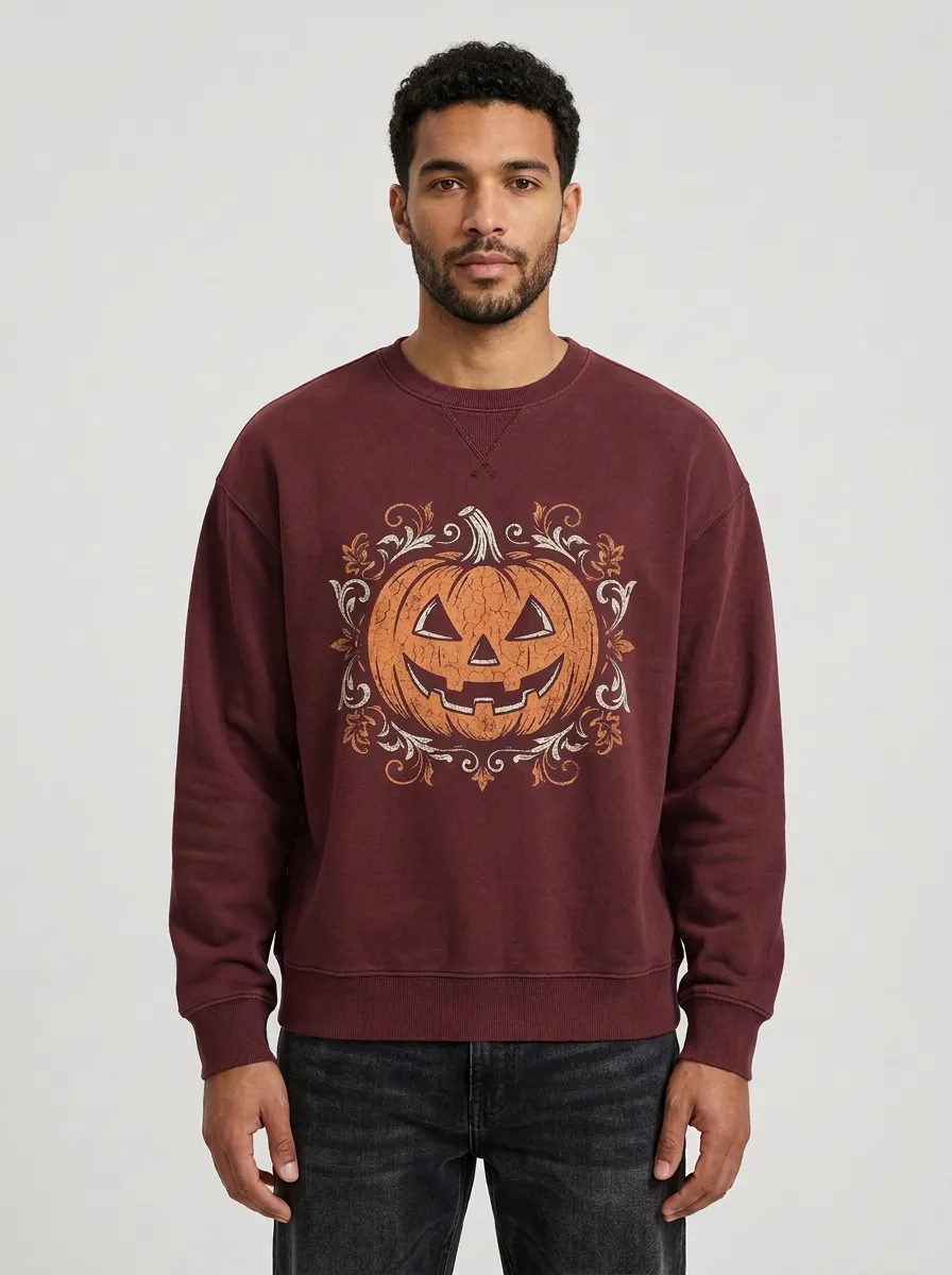 Men's Halloween Pumpkin Floral Sweatshirt