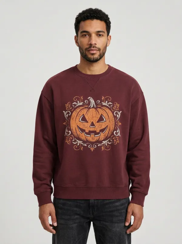 Men's Halloween Pumpkin Floral Sweatshirt