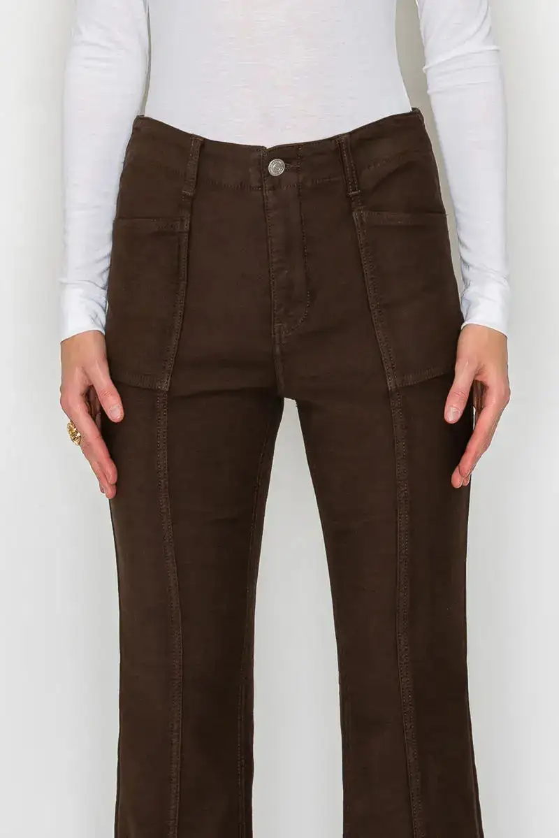Tummy Control High Rise Vintage Style Bootcut Raw Hem Denim Jeans