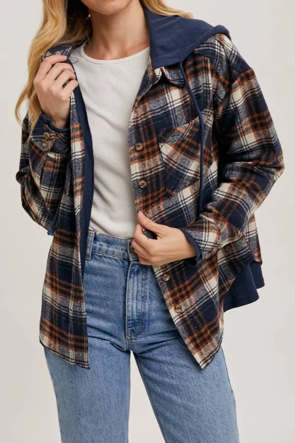 Bethany Hooded Plaid Jacket