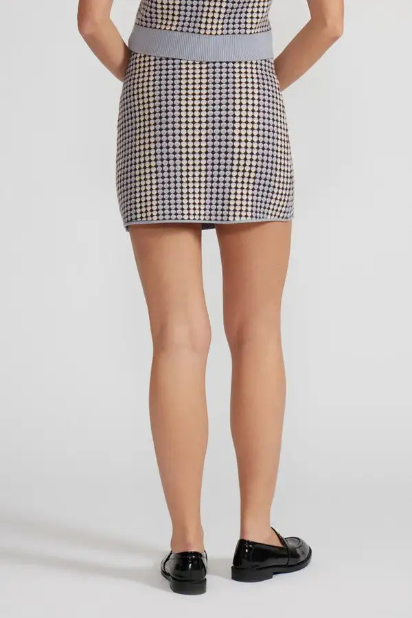 Women's Neutral Houndstooth Knit Mini Skirt