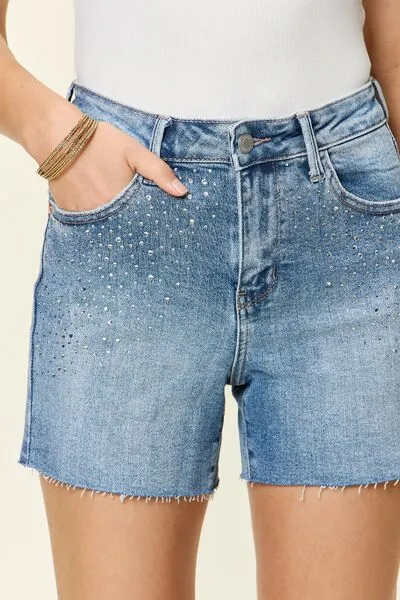 High Rise Pocketed Casual Denim Shorts