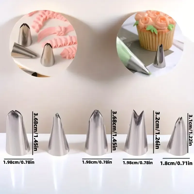 5pcs Stainless Steel Leaf Piping Tip