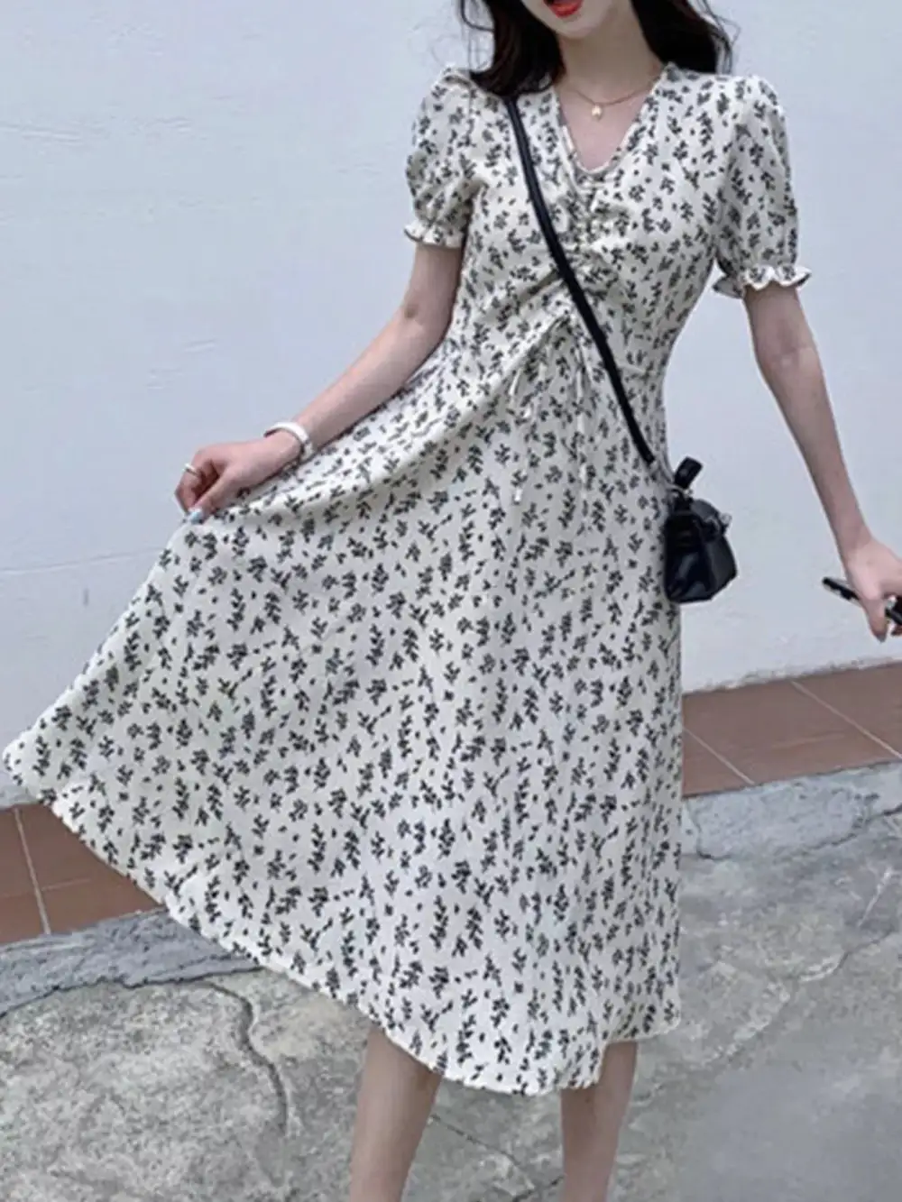 Puff Sleeve Midi Dress