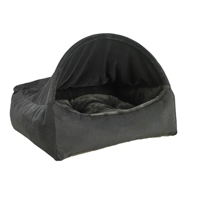 Faux Fur Canopy Streamlined Compact Pet Bed