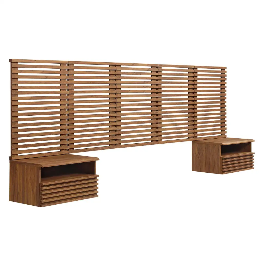 Wall Mount Headboard and Modern Nightstands