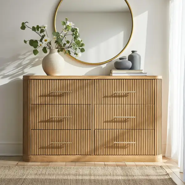 Fluted Wide Drawer Dresser