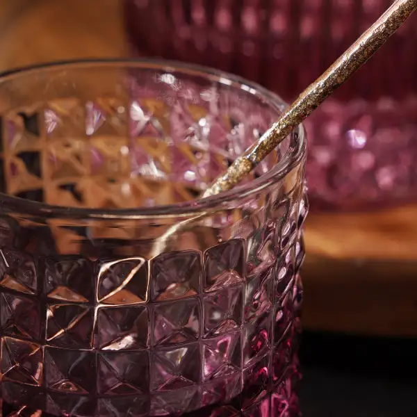 Pink Ribbed Whiskey Glass Set