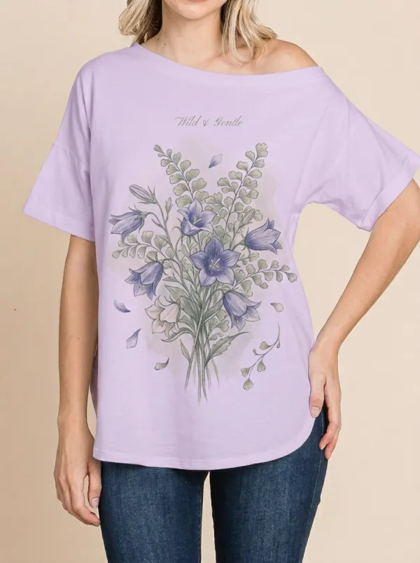 Women's Wild & Gentle Botanical Bellflower Printed T-shirt
