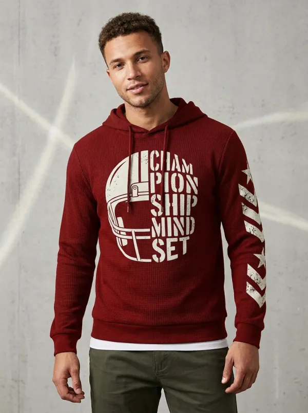 Men's Football Championship Mindset Helmet Printed Hoodie