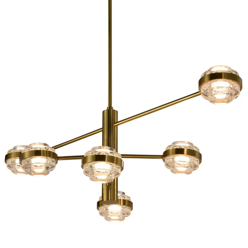 Six-Light Pendant Lighting Integrated LED Chandelier With Height Adjustable Rods