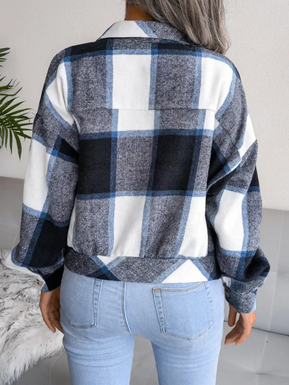 Collared Plaid Jacket
