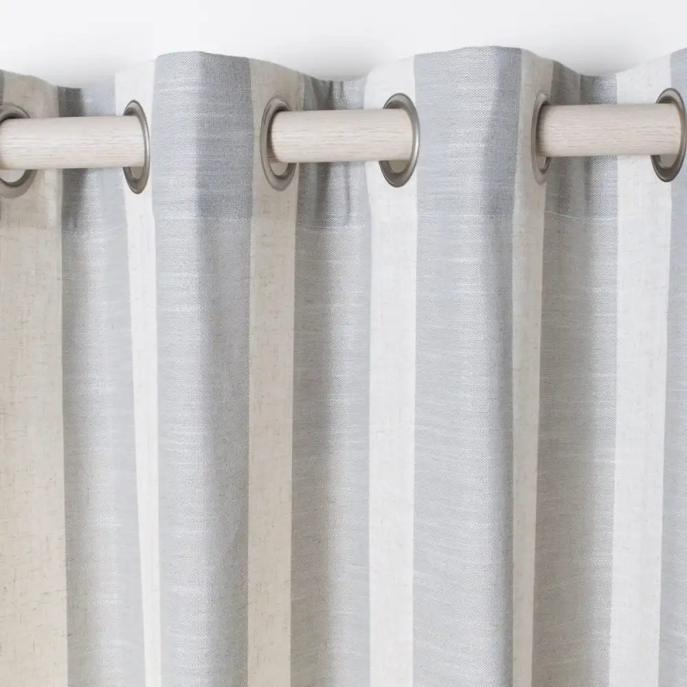Linen-Blend Striped Grommet Modern Curtain Panel