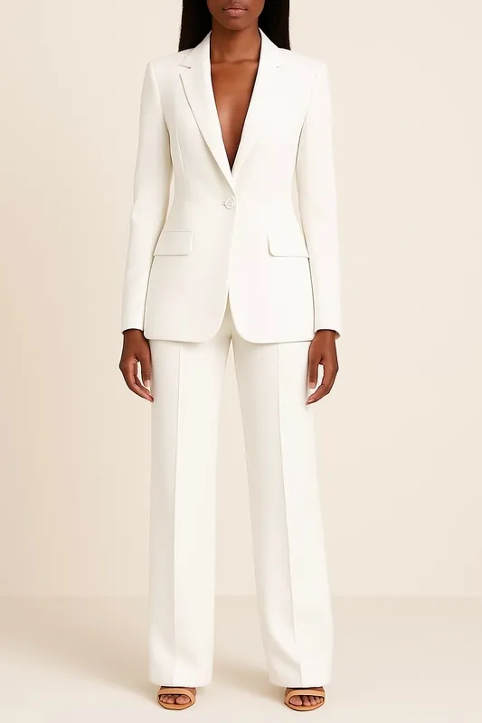 Polished Formal Suit Set with Tailored Long Blazer