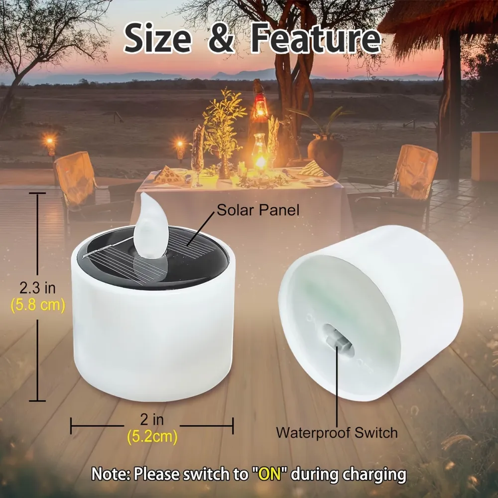 3 Pcs Waterproof Solar Candle Lamp