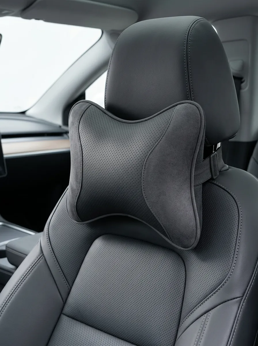 Neck-Support Perforated Suede-Look Ergonomic-Style Car Neck Support Pillow