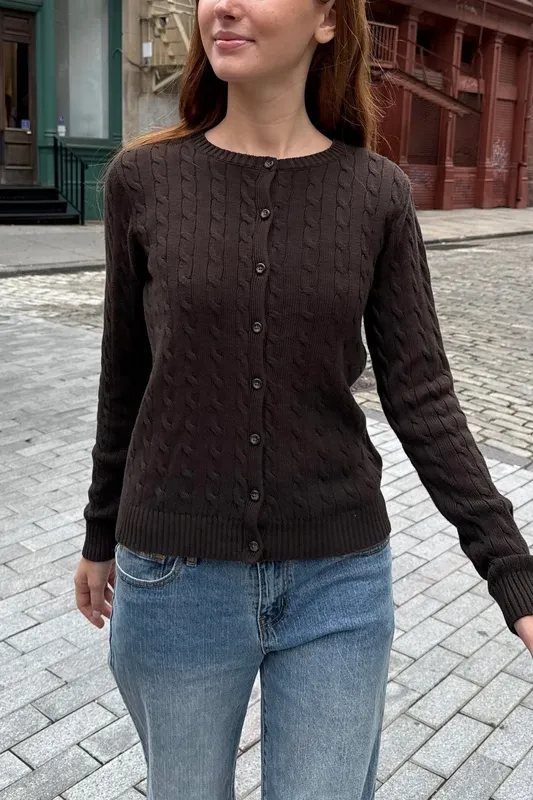 Brown Ribbed Cardigan
