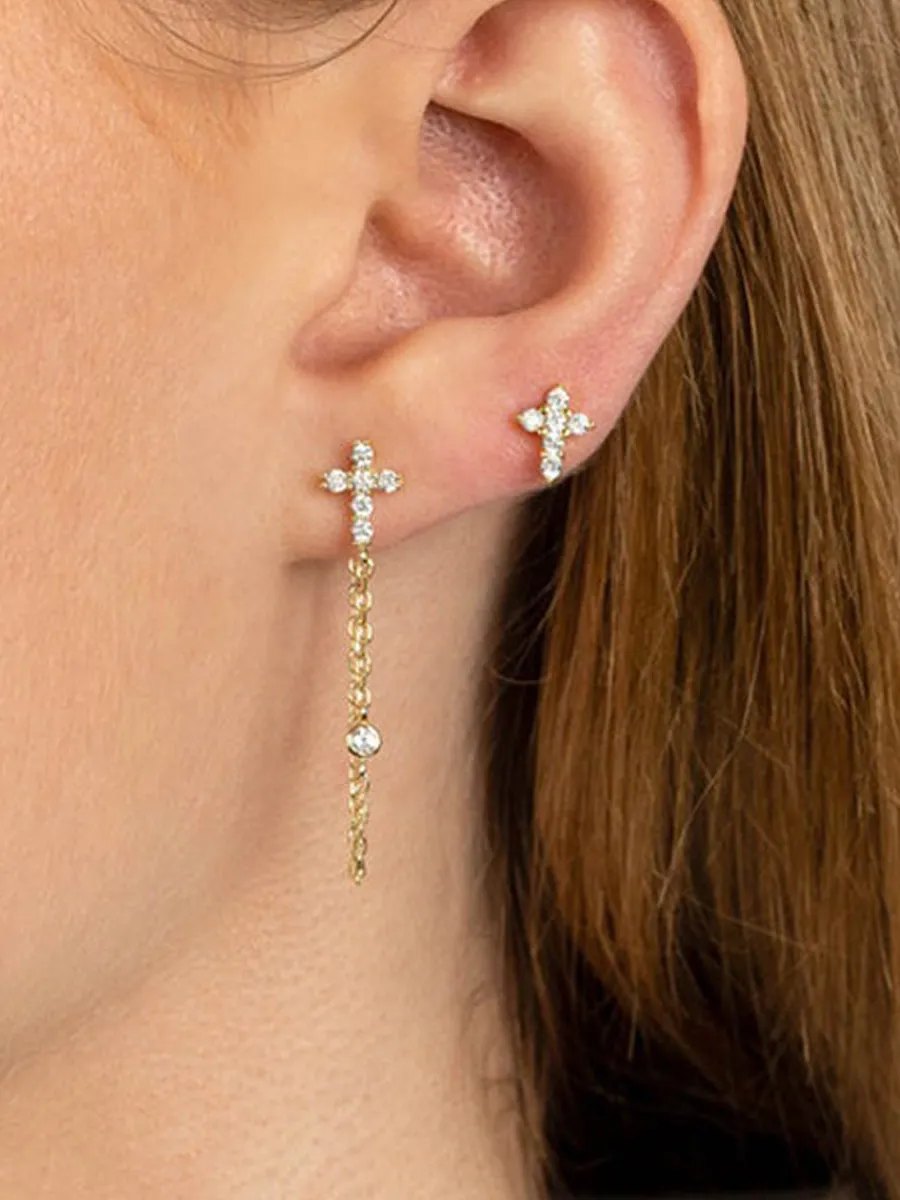 Seraphina Zircon Cross Earrings
