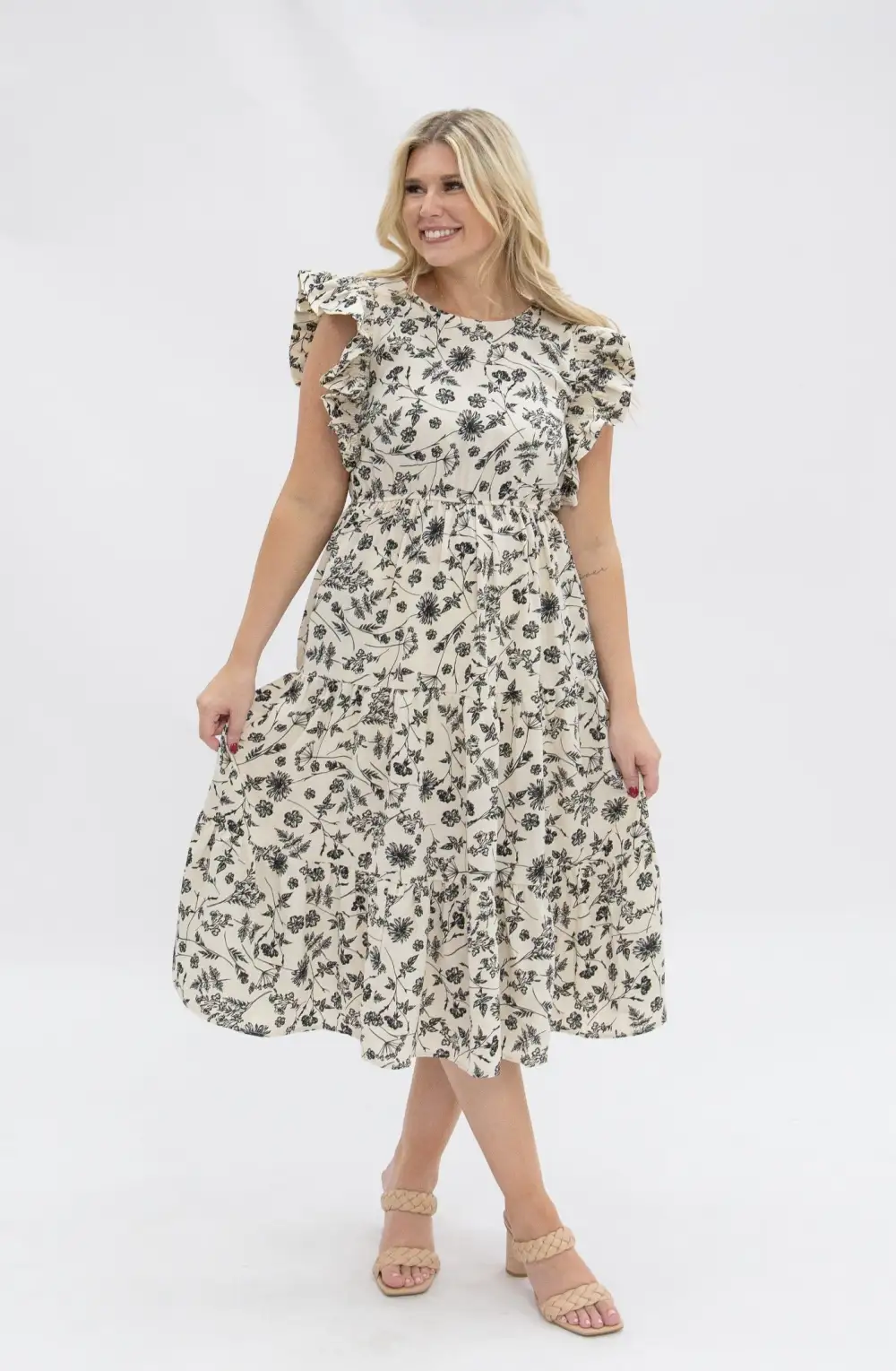 Tiered Floral Midi Dress