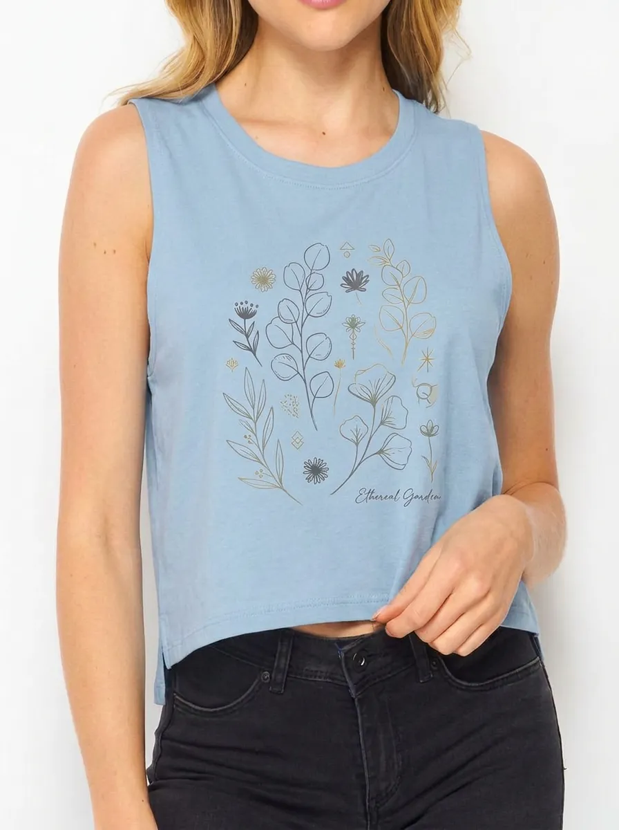 Women's Botanical Nature Lover Ethereal Garden Printed Tank Top