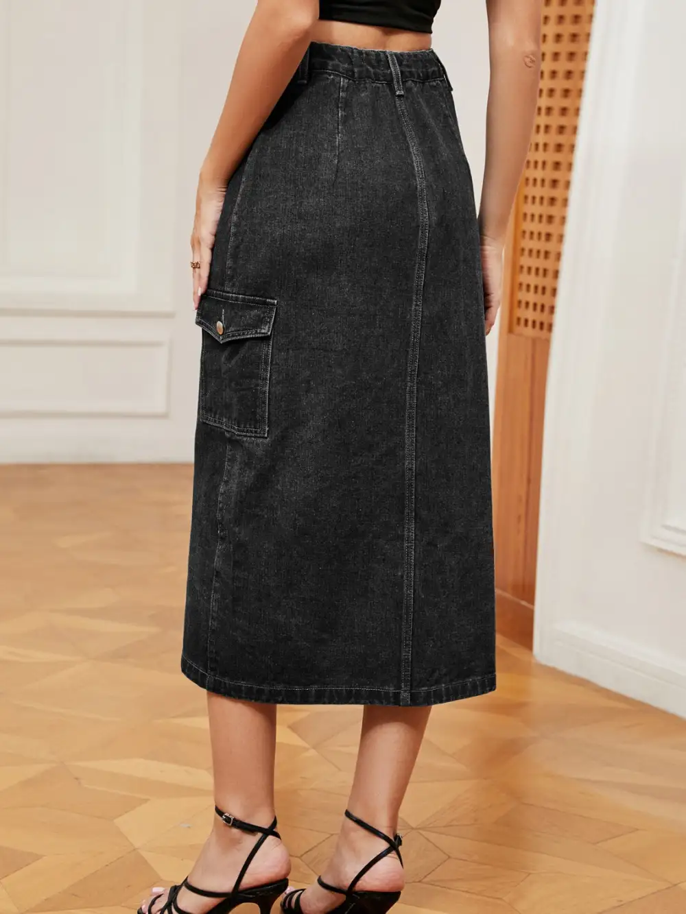 Button Down Denim Dropship Skirt