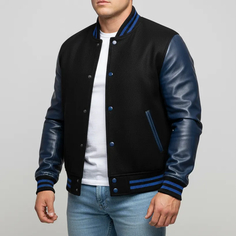 Sporty Wool Leather Varsity Jacket