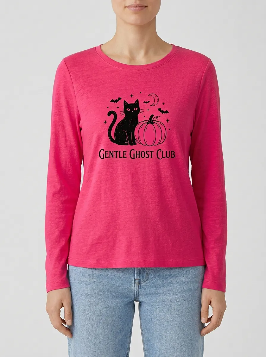 Ghost Pumpkin Ghost-Club Halloween Cotton Linen Long Sleeve Top