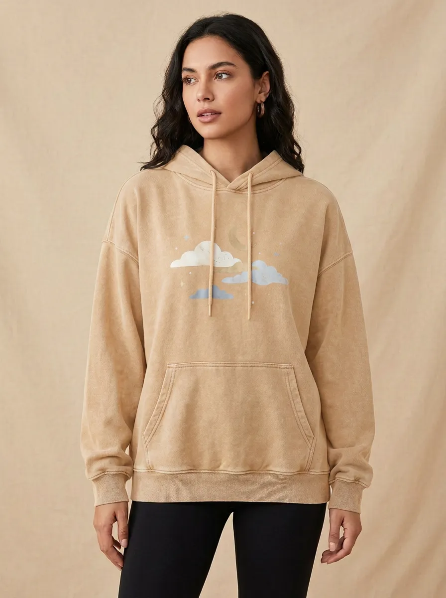 Celestial Moon Stars Clouds Hoodie