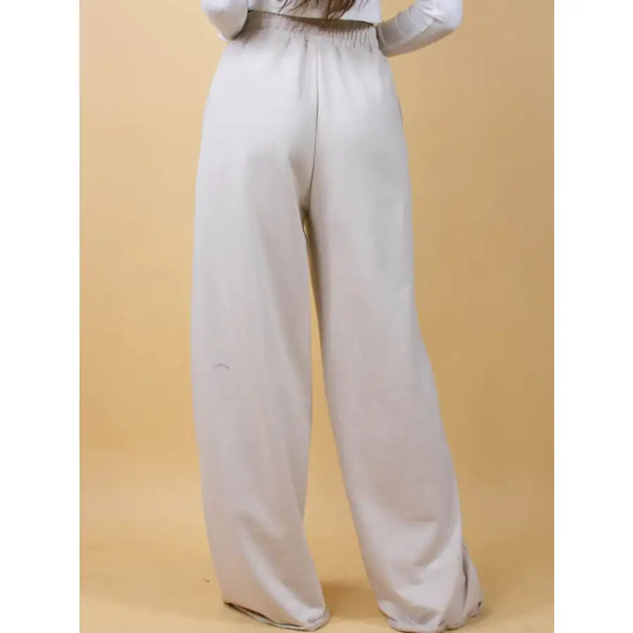 Classic Elastic Waist Wide Leg Pants