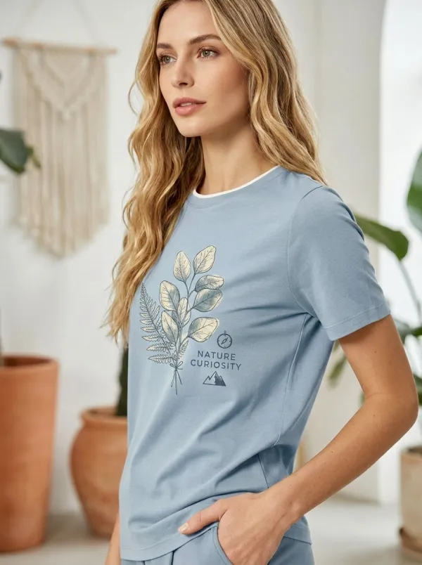 Women's Nature Lover Botanical Fern Printed T-shirt