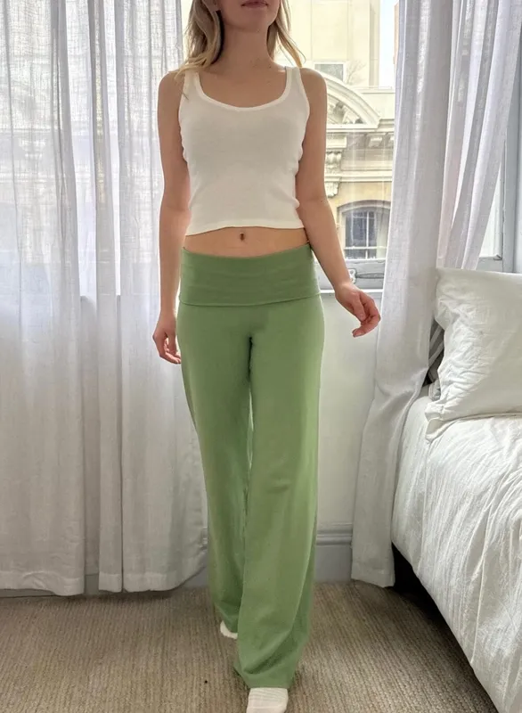 Light Olive Green Wide Leg Pants