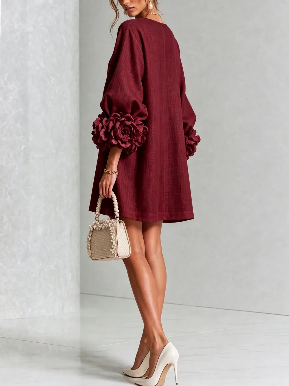 ✨New Arrivals & Special Offers-Floral Button-down Mini Dress With Striking Floral Cuffs