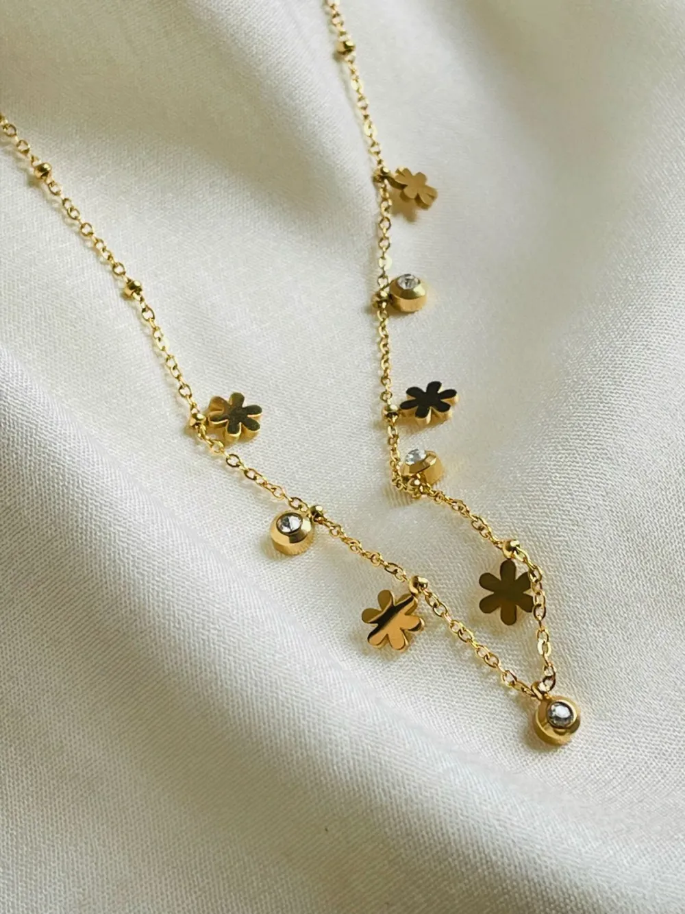 Stainless Steel Floral Minimal Fashion Necklace