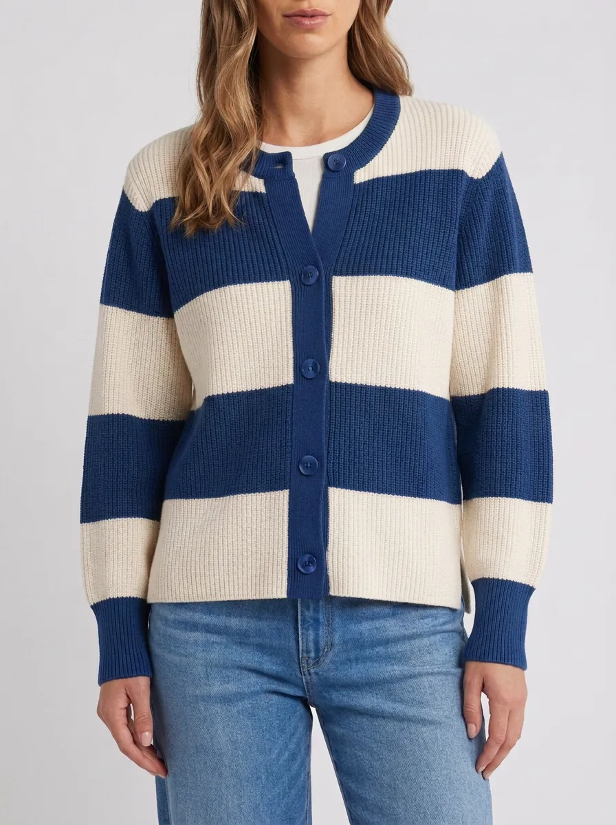 Striped Rugby Striped Knit Cardigan
