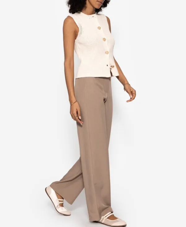 Dark Beige Leg Straight High Pants