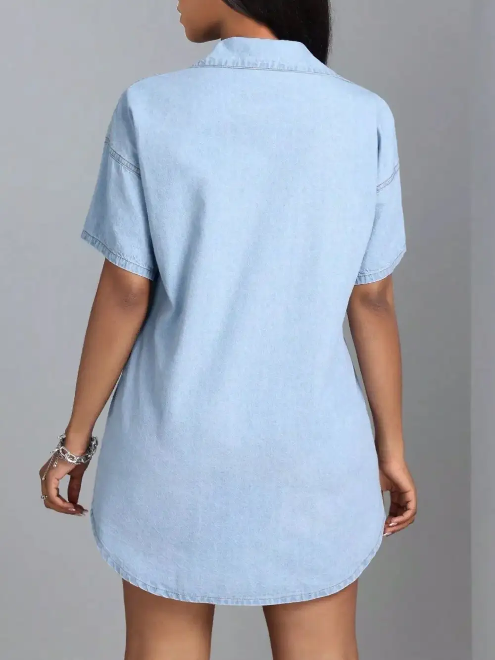 Classic Short-Sleeve Denim Casual Dress