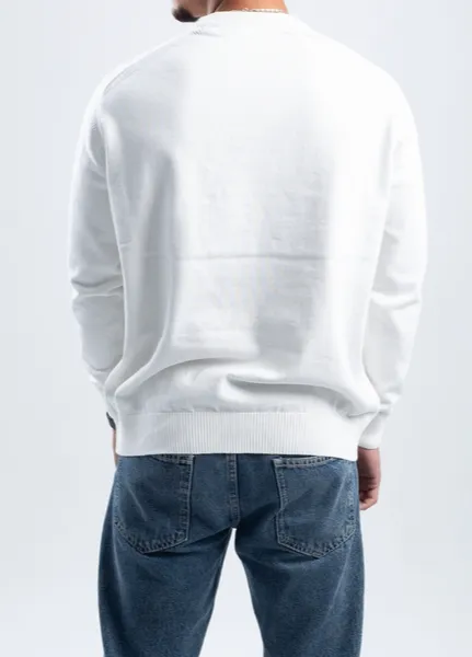Stitched Knit Crewneck Pullover