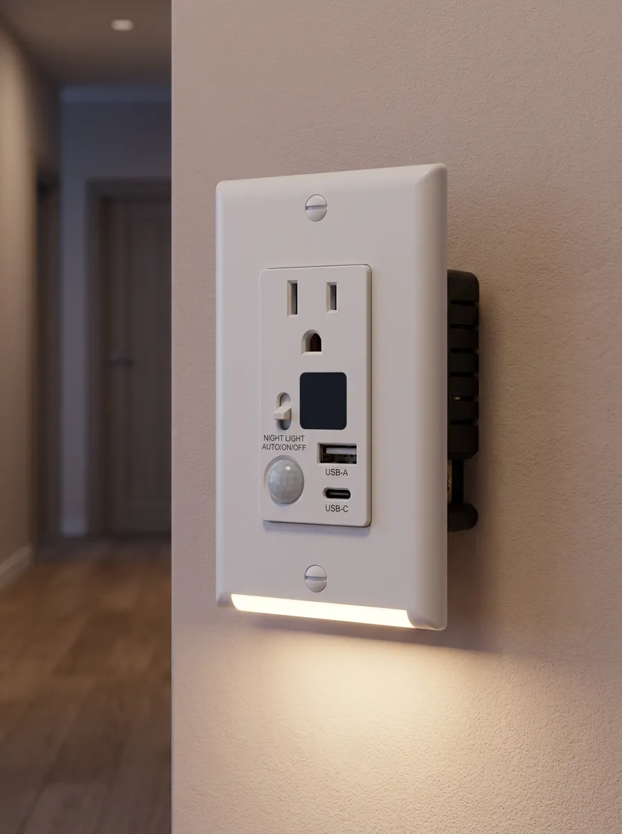 Motion Sensor USB-C Port Printed LED Outlet Cover