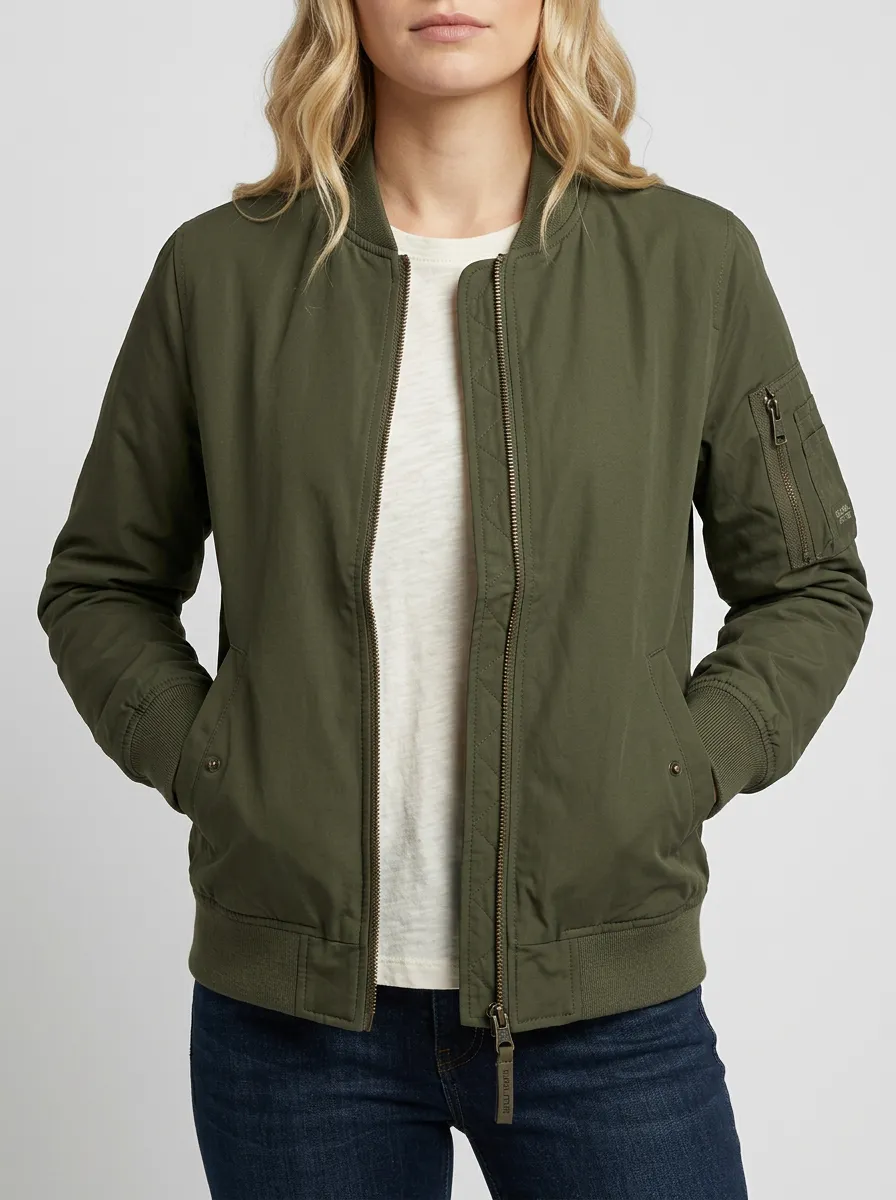 Quilted Bomber Denim-Style Women's Casual Jacket