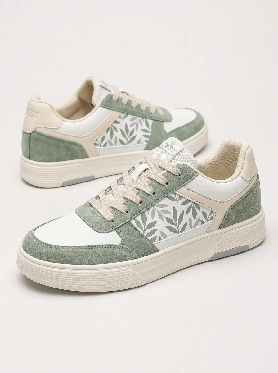 Men's Botanical Leaf Patterned Skate Shoes