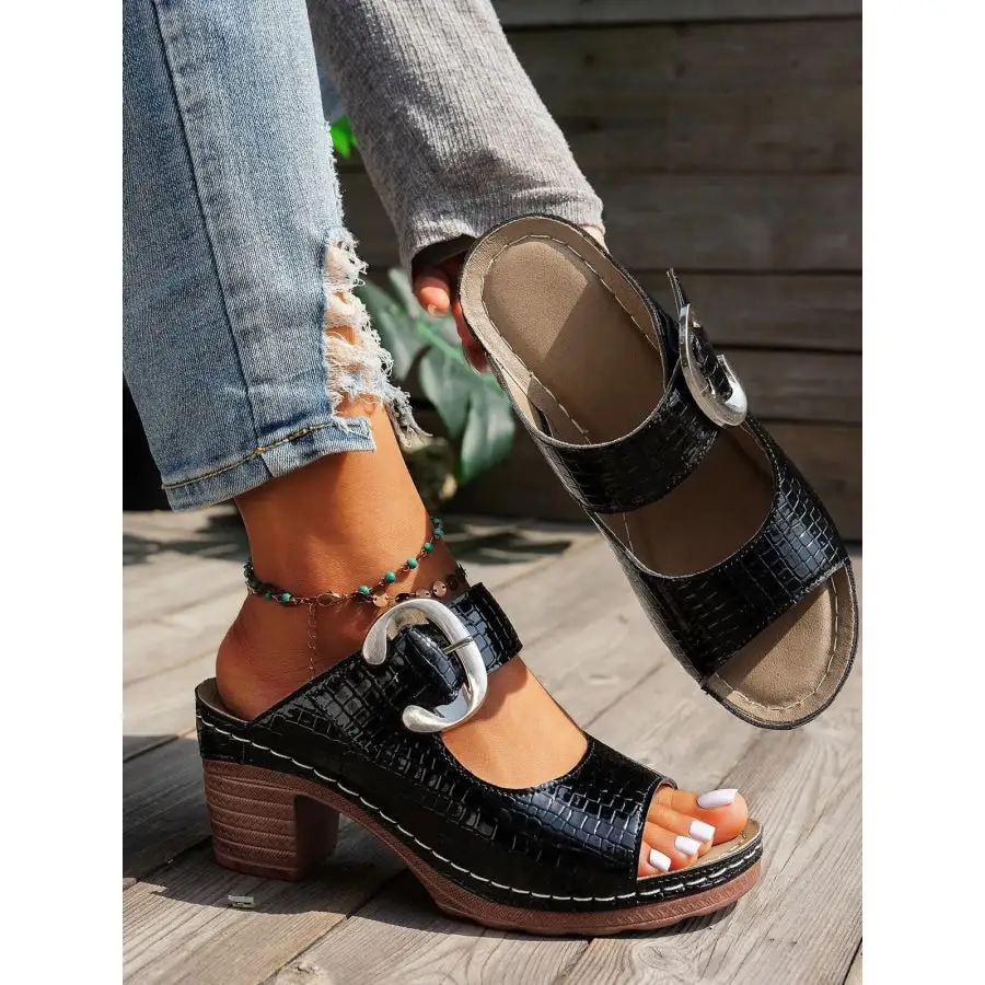 Open Toe Block Heels Sandals