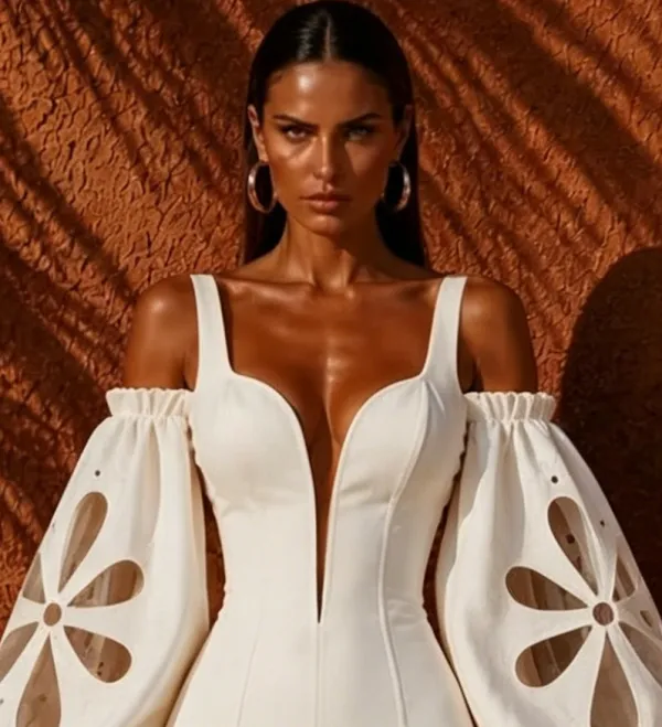 Zariah White Deep V Short Skirt