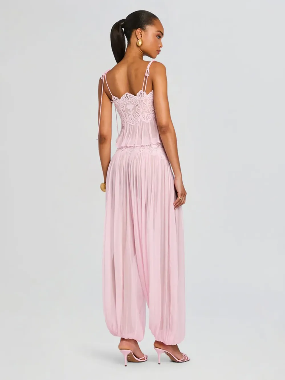 Cerys Lace Trim Ruched Top & Trouser Set