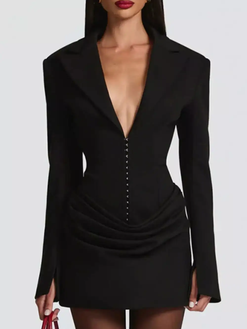 Balanced Detail Long Sleeve Mini Dress