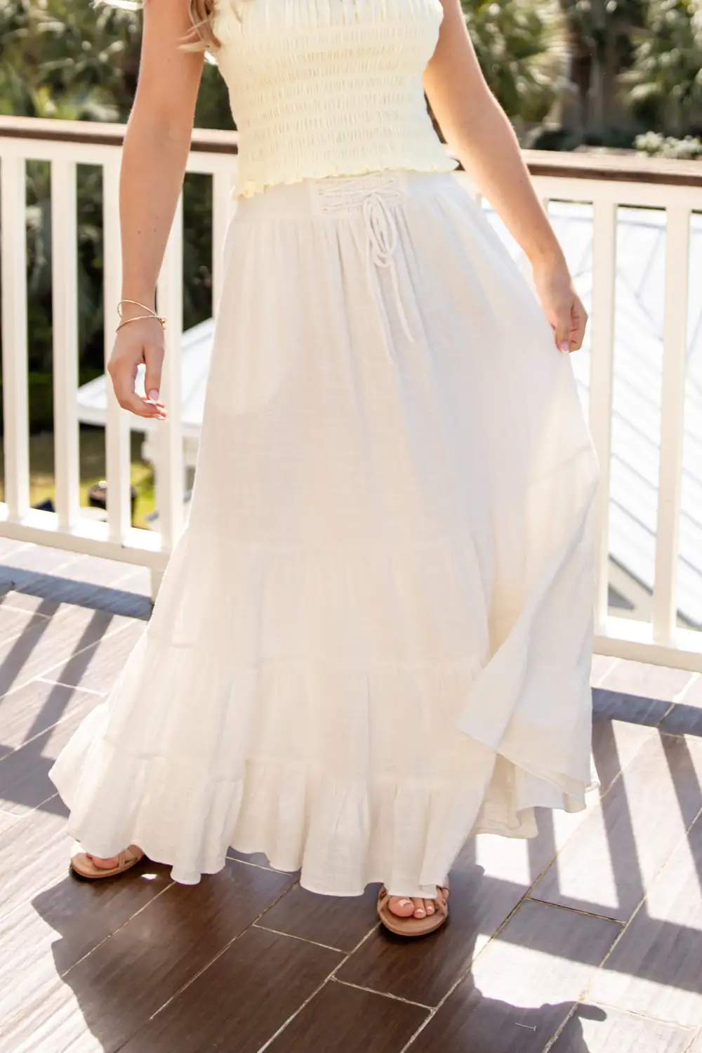 Roomy Drawstring Flowy Casual Skirt