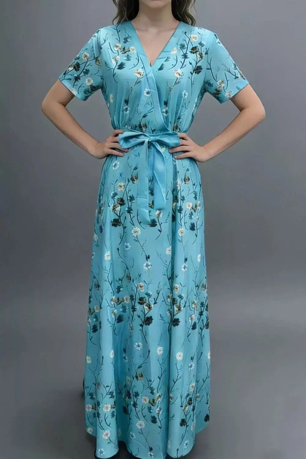 Floral Print Wrap Maxi Dress