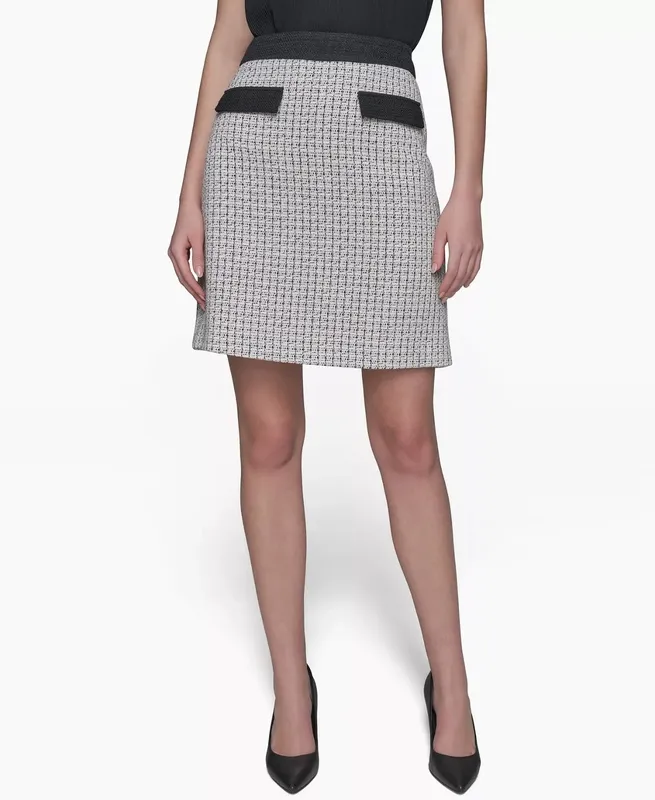 Wool Blend Tweed Pocket Skirt